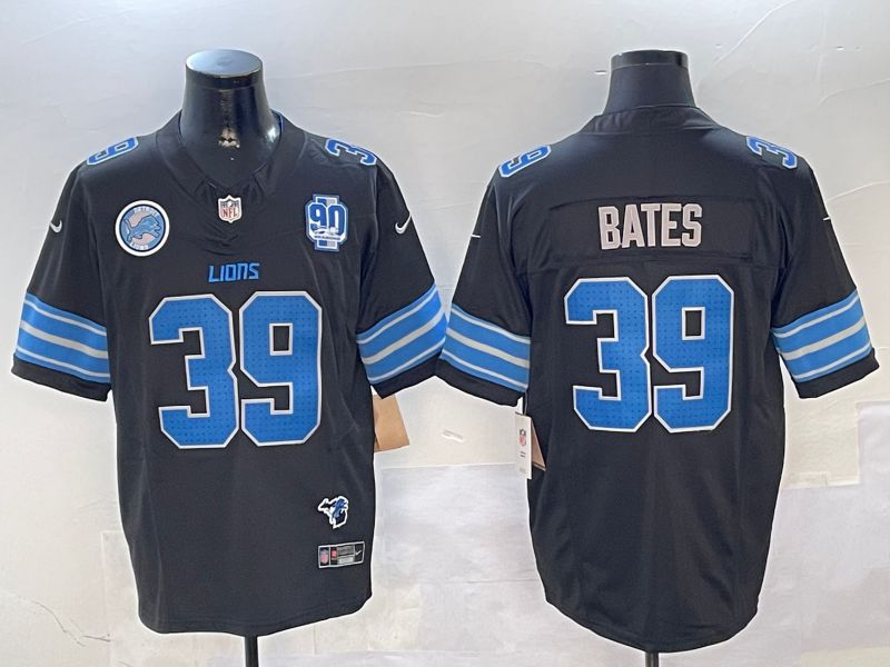 Men Detroit Lions #39 Bates Black three generations 2024 Nike Limited NFL Jersey style 01024